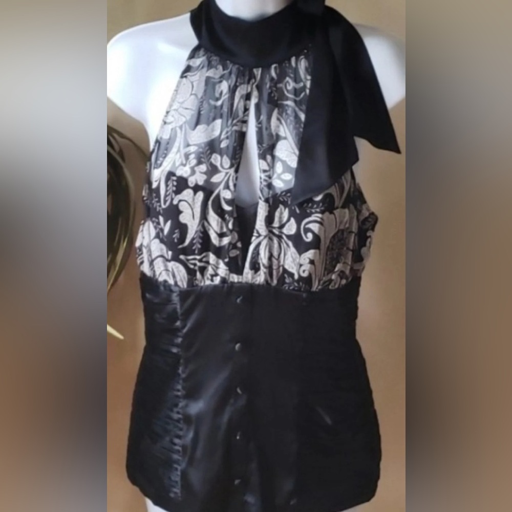 Arden B. 80's Halter Top Black & White
